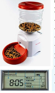 Automatic Pet Feeder with Voice Message Recording and LCD Screen